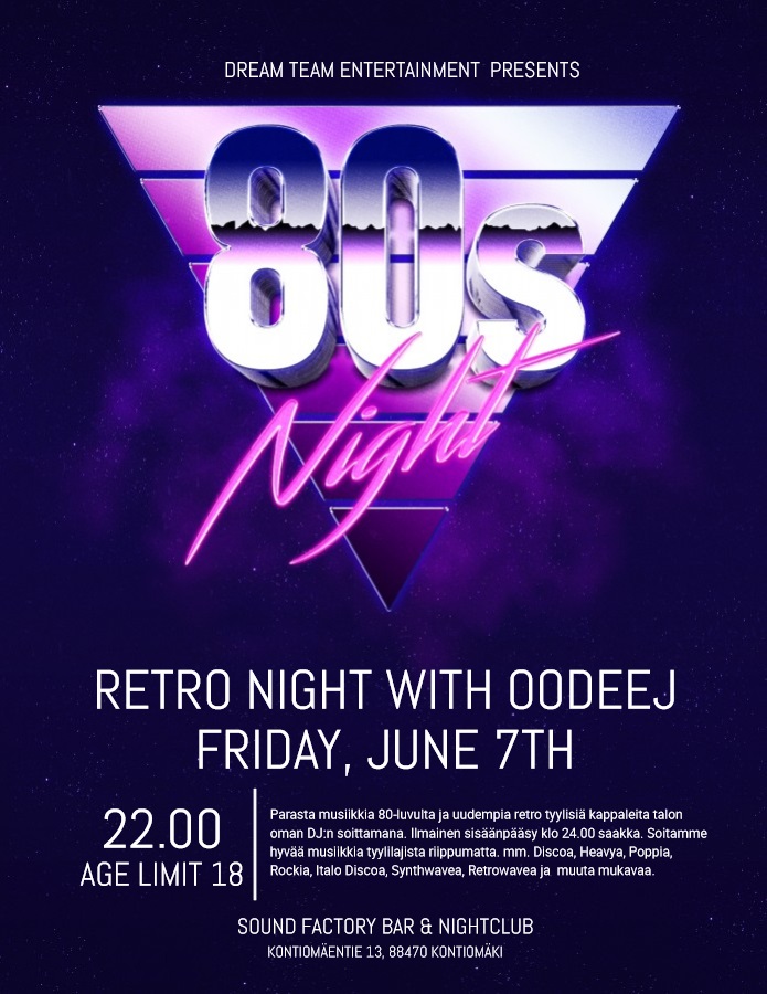 80s Night Retro Night 7.6.2019